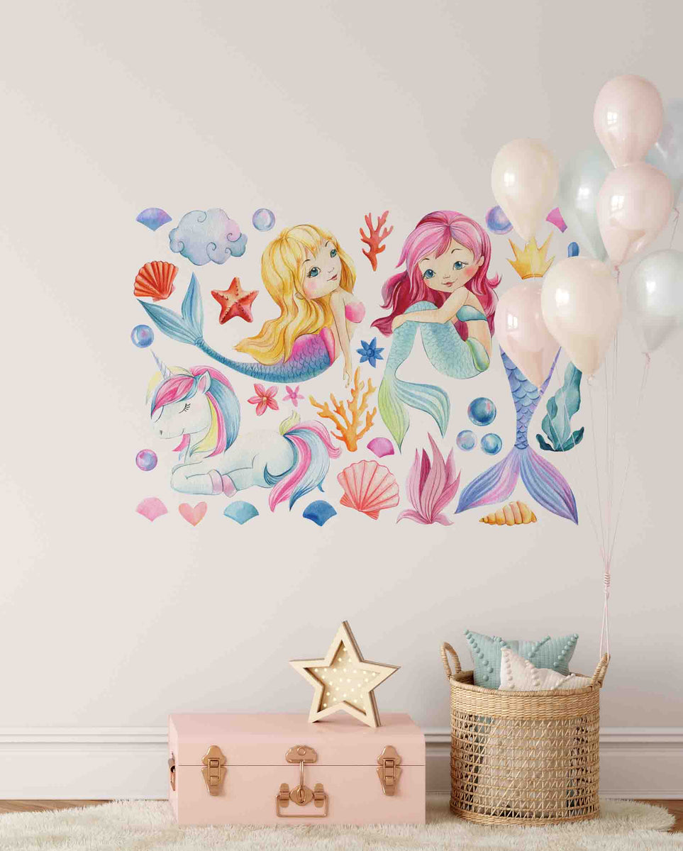 GREEN PLANET Decals for Kids | Mermaid's World Wall Decals – Green ...