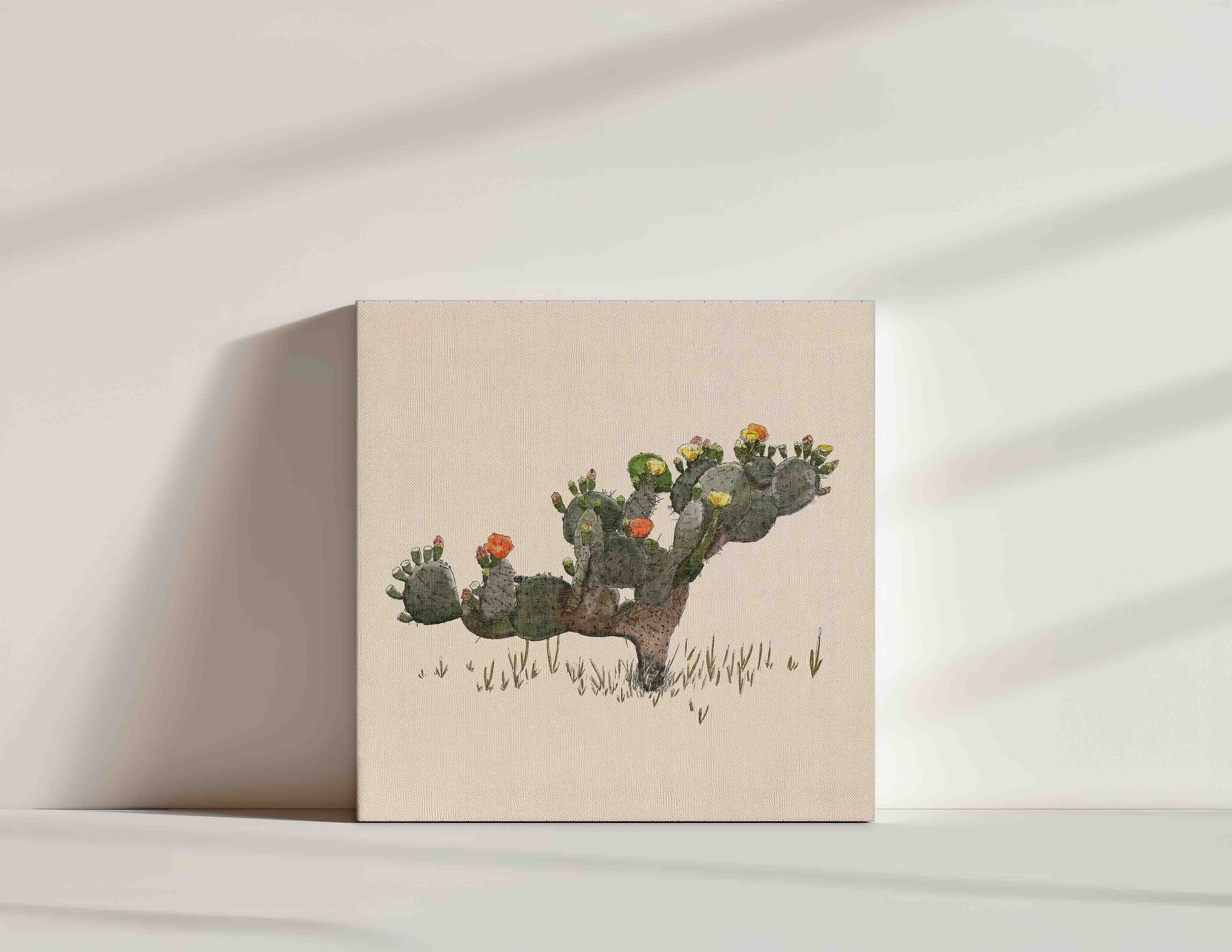prickly pear cactus wall art Prickly Pear Cactus Canvas Art