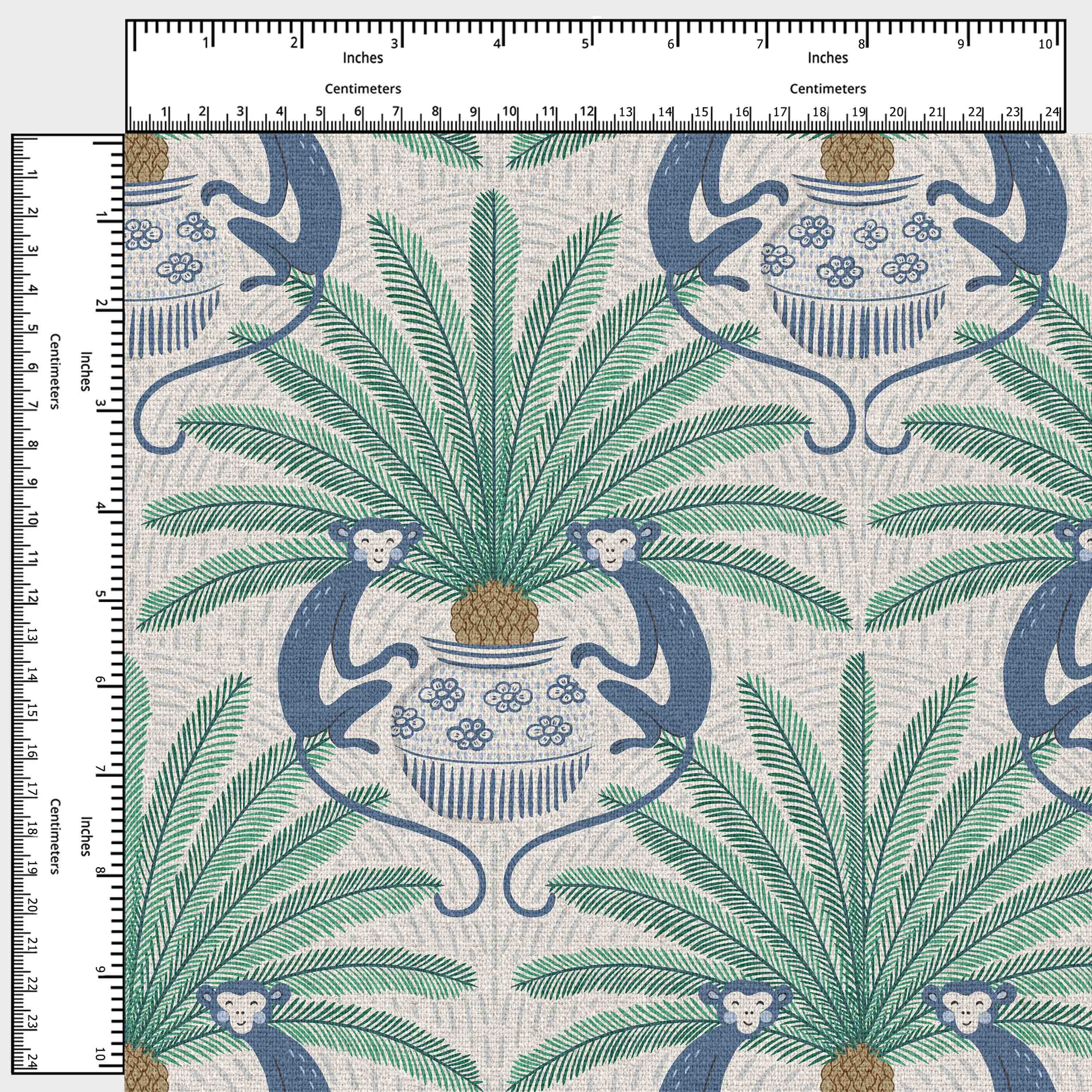 Monkey Pattern Material Monkey & Palm Pattern Fabric By The Yard | Customized Home Décor ...