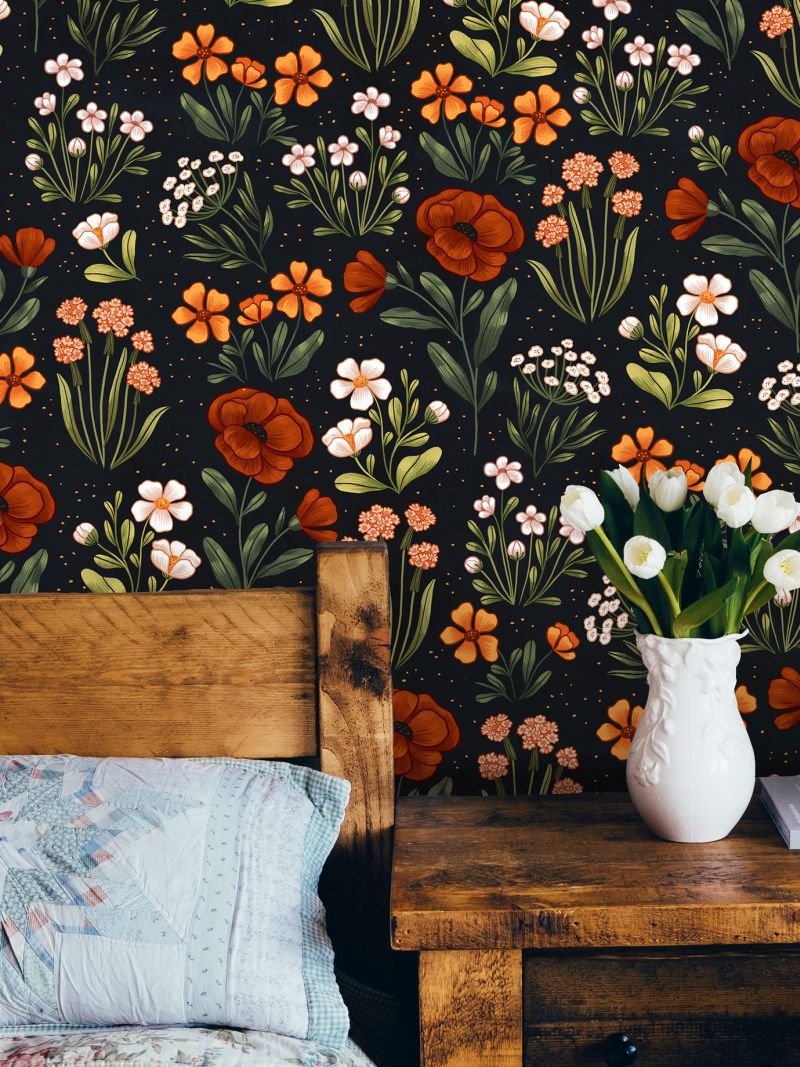 Red Poppy Wallpaper | Shop Eco-Conscious Home Decor – Green Planet Print