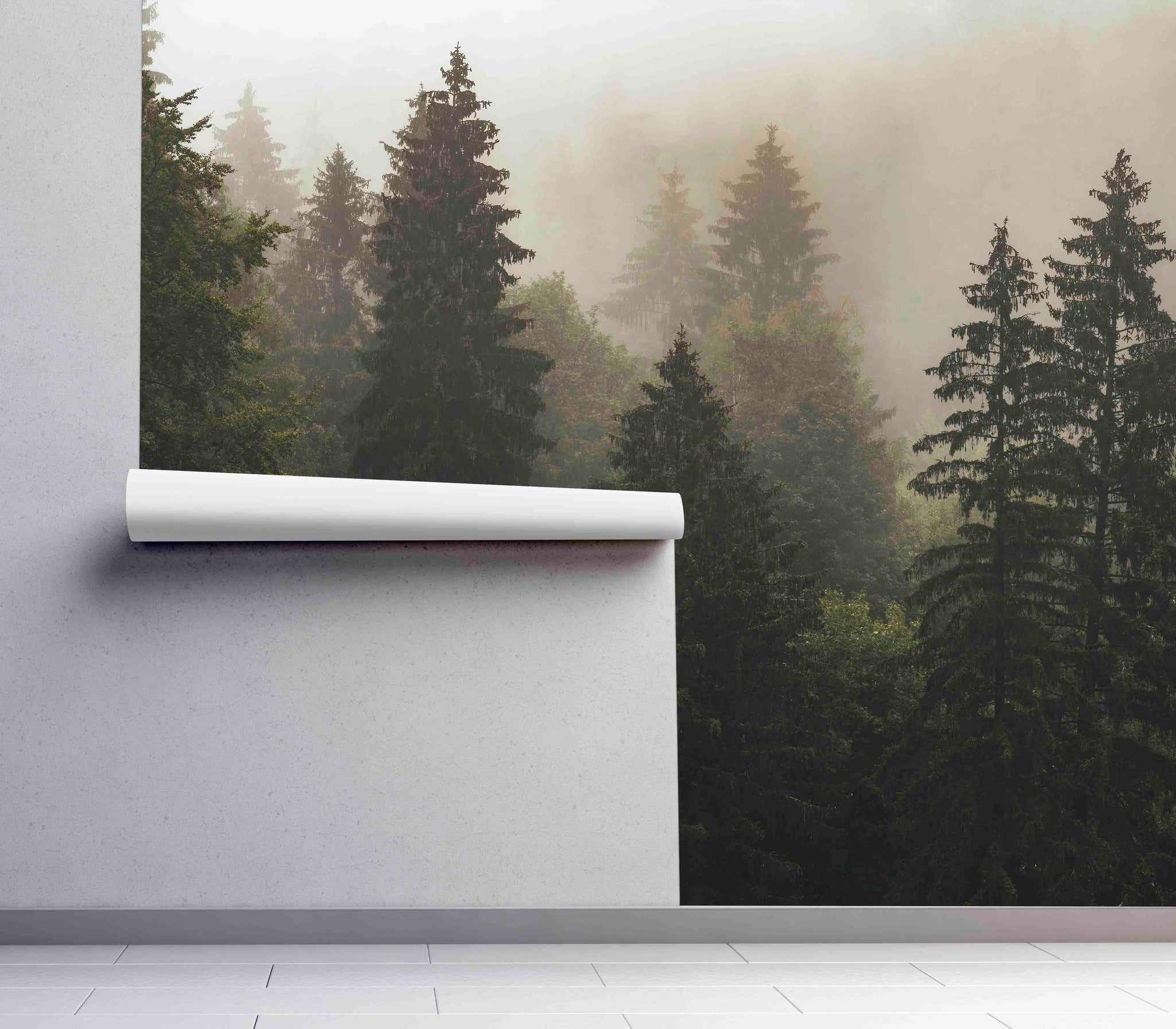 Mural Wallpaper Inside Woodland Wall Peel And Stick Pine Forest Nature ...