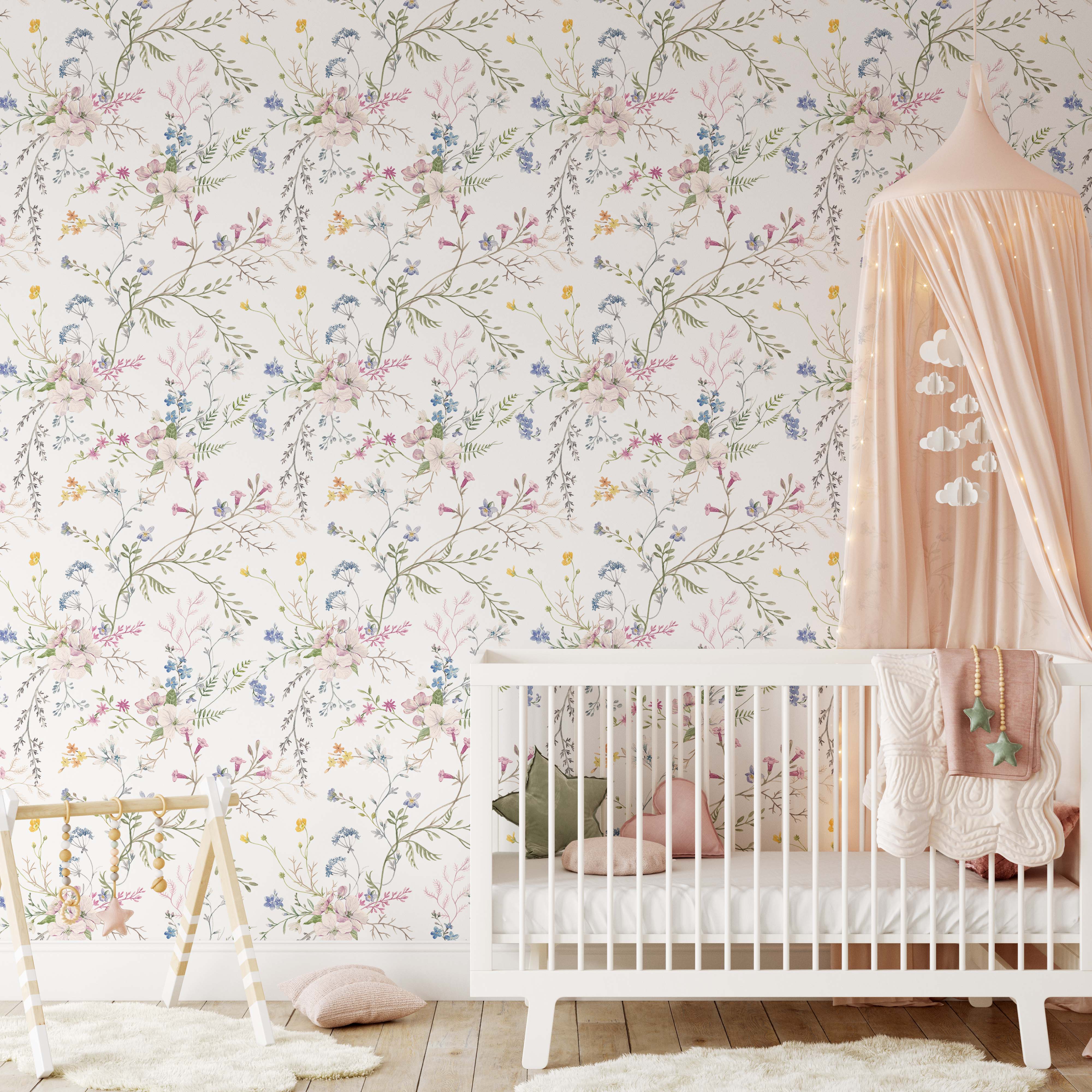 Charming Flower Nursery Wallpaper for Kids